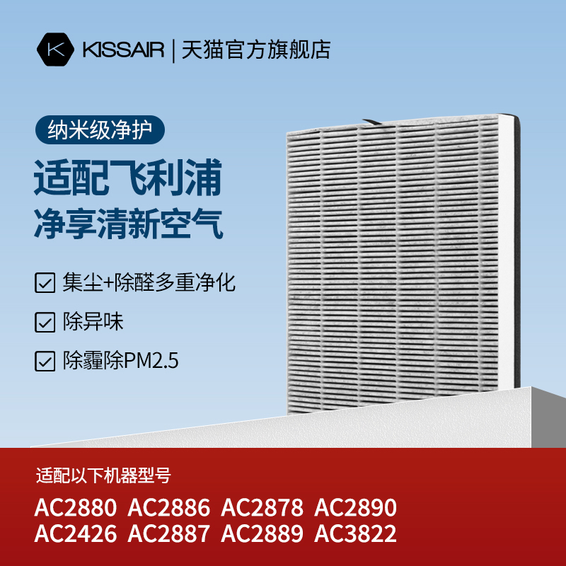 适配飞利浦空气净化器过滤网AC2880/2886/2878/2890复合滤芯2428