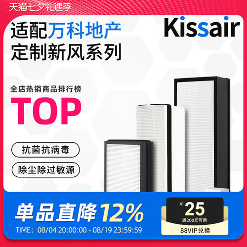 适配万科可邻新风滤芯CN-A150/200 MDJ-2.0 250/500L过滤网除尘