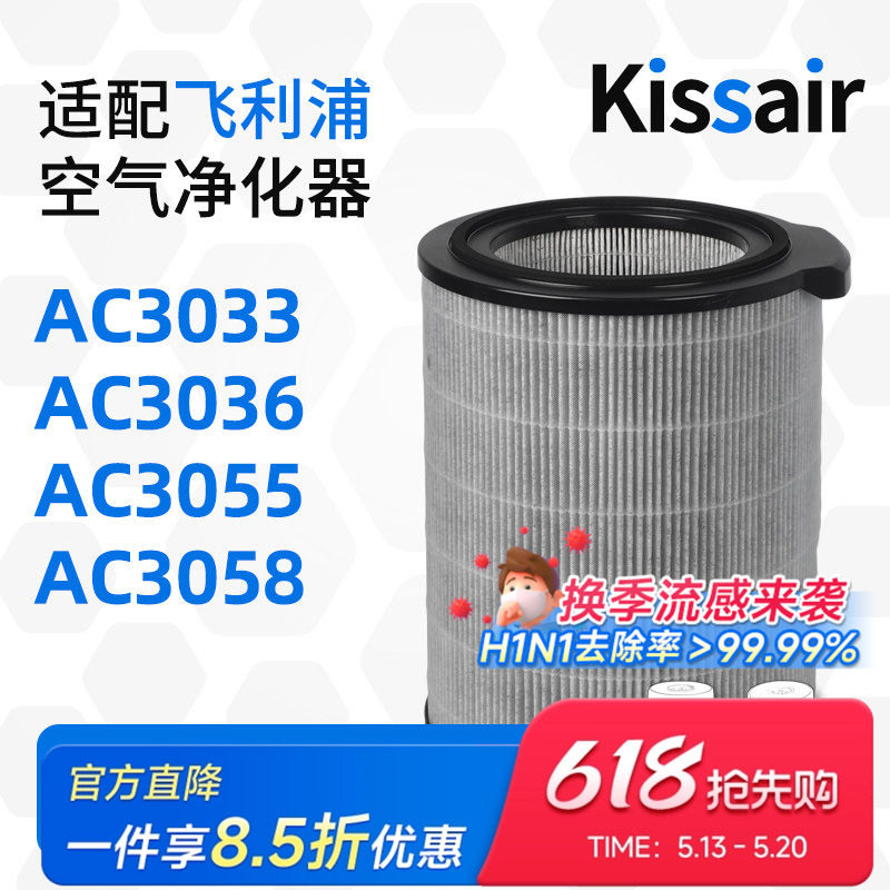 适配飞利浦空气净化器过滤芯AC3036/AC3033除甲醛FY3140过滤网