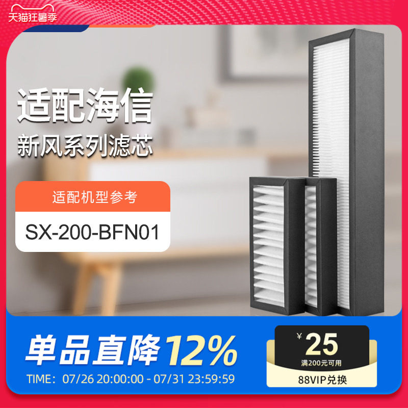 适配海信壁挂式新风机过滤芯SX-200-BFN01/DHA20D2除醛过滤网套装