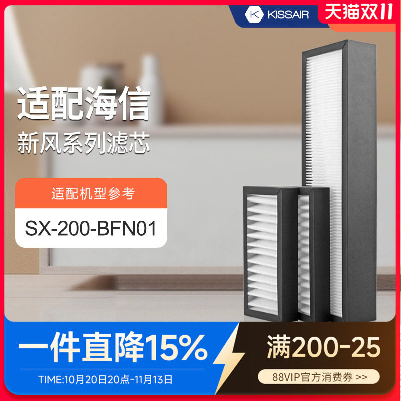 适配海信壁挂式新风机过滤芯SX-200-BFN01/DHA20D3除醛过滤网套装