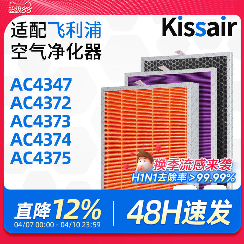 适配飞利浦空气净化器滤网AC4375/AC4373/4372/4374/AC4151过滤芯