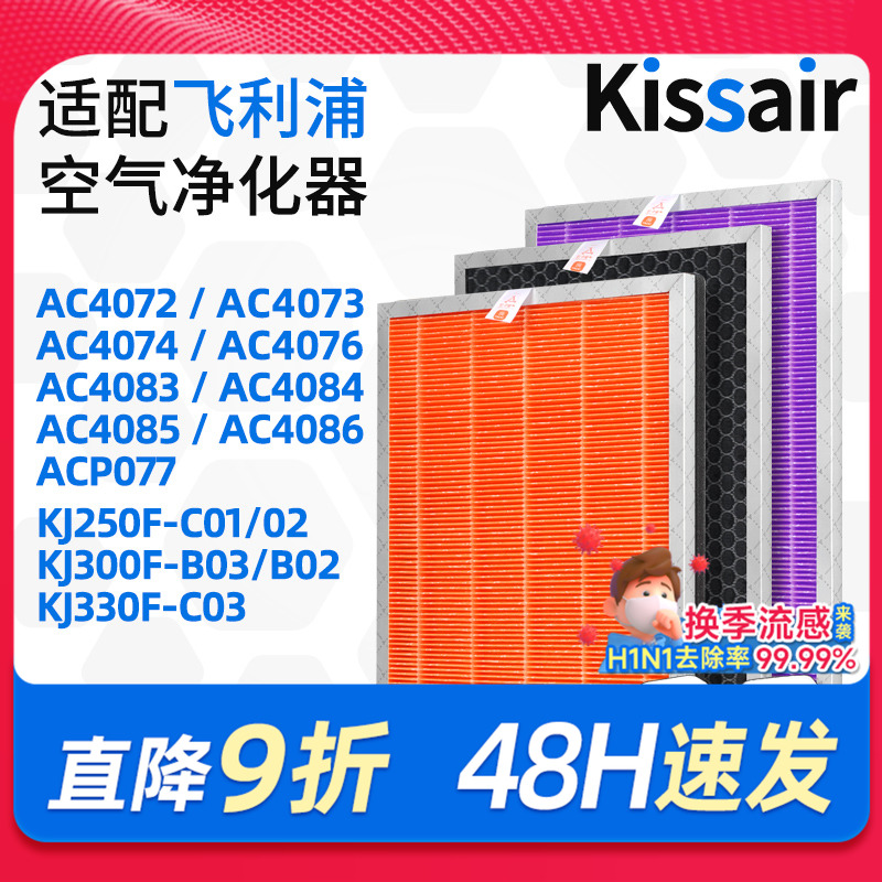 适配飞利浦空气净化器过滤芯ac4141+ac4143+ac4144过滤网除尘除醛