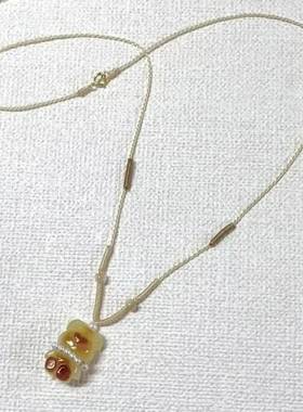 焦糖布丁小熊吊坠编织颈链复古可爱简约少女心小怪兽项链闺蜜礼物