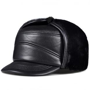 皮帽子男款真皮保暖东北雷锋帽男士中老年人爸爸冬季老头防寒棉老