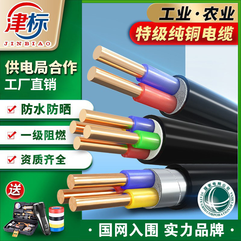 津标YJV22铠装铜芯电缆线2 3 4 5芯2.5 4 6平方铜线电缆线铜电缆