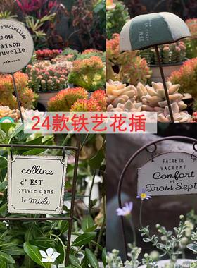 杂货拱形园艺花插铁艺插牌标签做旧挂牌地插花园小插件多肉盆装饰