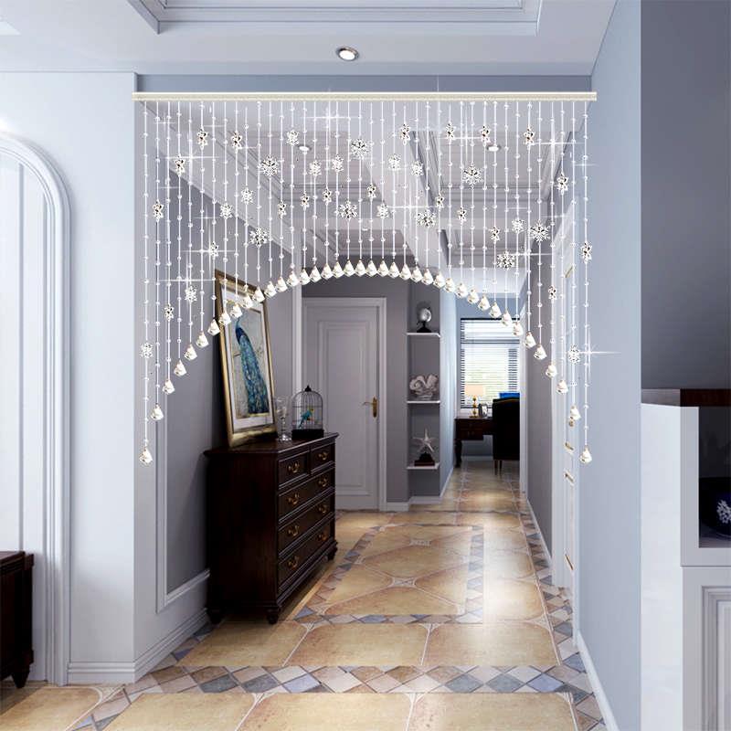 珠帘水晶卧室客厅隔断装饰玄关免打孔挂帘雪花客厅网红拱形门帘子