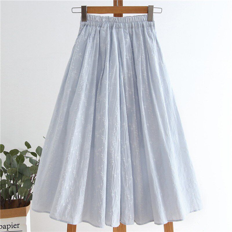 Spring and summer Cotton and hemp printing skirt Mid length version 2019 new pattern literature Easy Broken flowers Elastic Bouffancy Long skirtsin the Women's clothing/Boutique , Skirts  category - from Buy2taobao.com to provide professional Taobao agent buy service