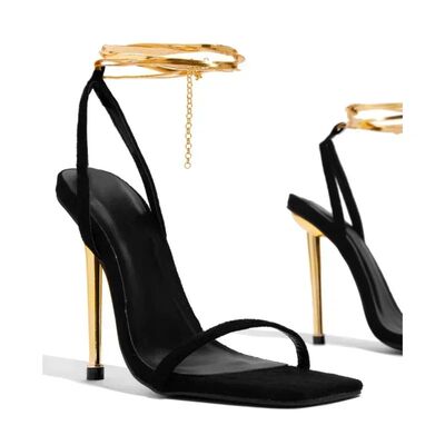 2025 Sexy Women's Gold Padlock High Heels Sandals Woman Thin