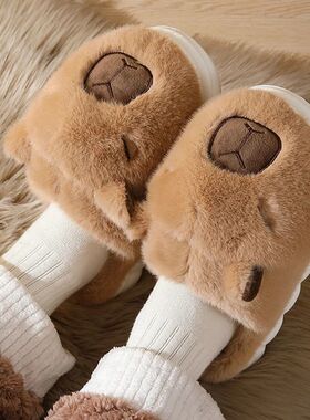 Cute Capybara Cotton Slippers Women Autumn Winter Indoor Sof