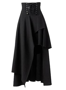 Solid color fashionable irregular Gothic skirt不规则半身长裙