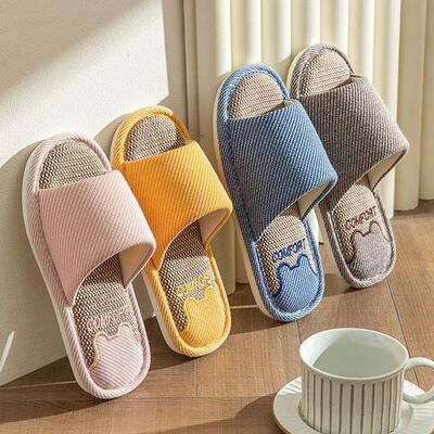Women Linen Slippers Four Seasons Women Indoor Sandals Adult