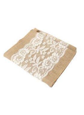 Linen table flag lace cloth Christmas黄麻布桌旗蕾丝桌布装饰