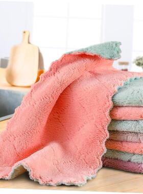 Double-layer Absorbent Microfiber Kitchen Dish Cloth towel