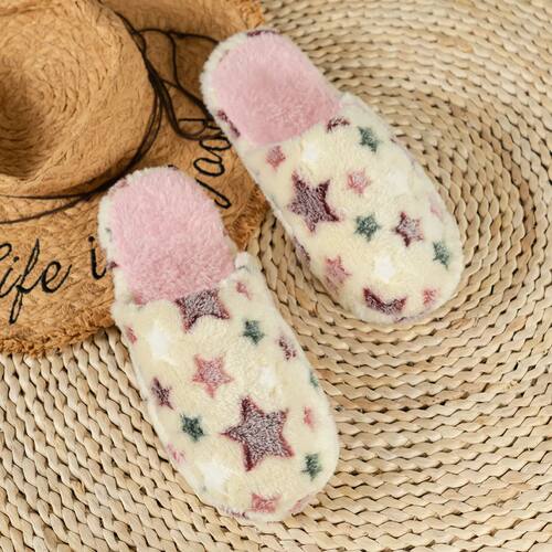 Winter Women Five-pointed Stars Warm Plush Slippers Men Indo