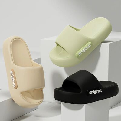 Thick Bottom Cloud Slippers Women Fashion Letter Print Platf