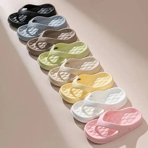 Women's Platform Non-slip Slippers, Solid Color Indoor Flip