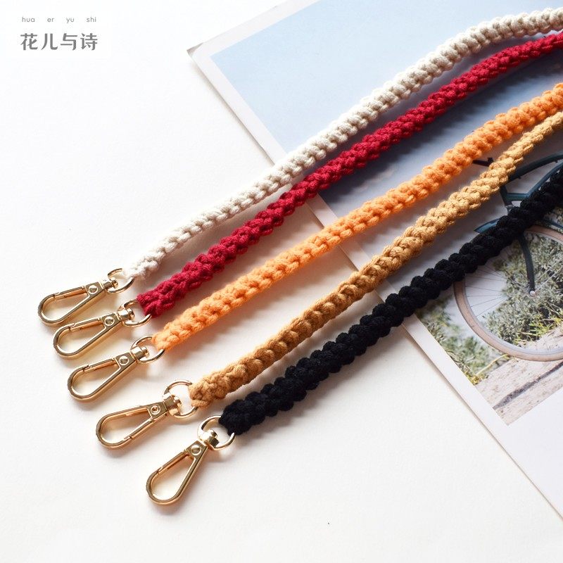成品 手工编织毛线包带长约100cm斜挎包编织包手机包配件多色可选