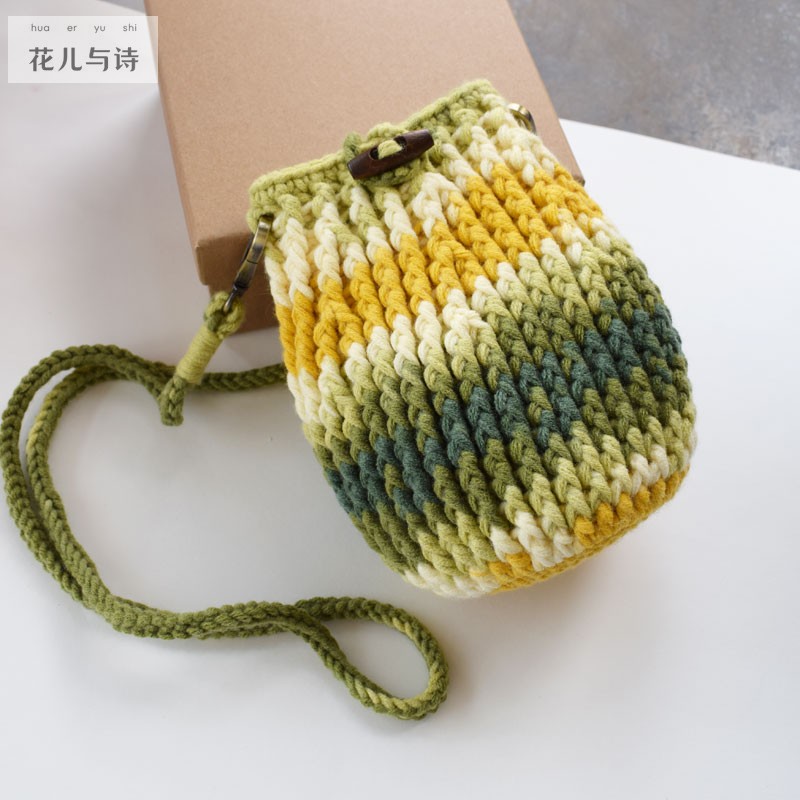 成品手工编织绿野仙踪毛线包女生春夏流行手机包单肩斜挎文艺复古