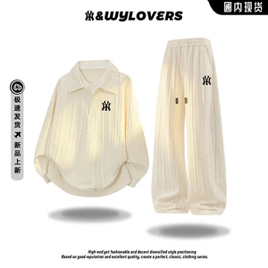 官方奥特莱斯】品牌折扣 情侣休闲运动套装男秋季大码卫衣两件套