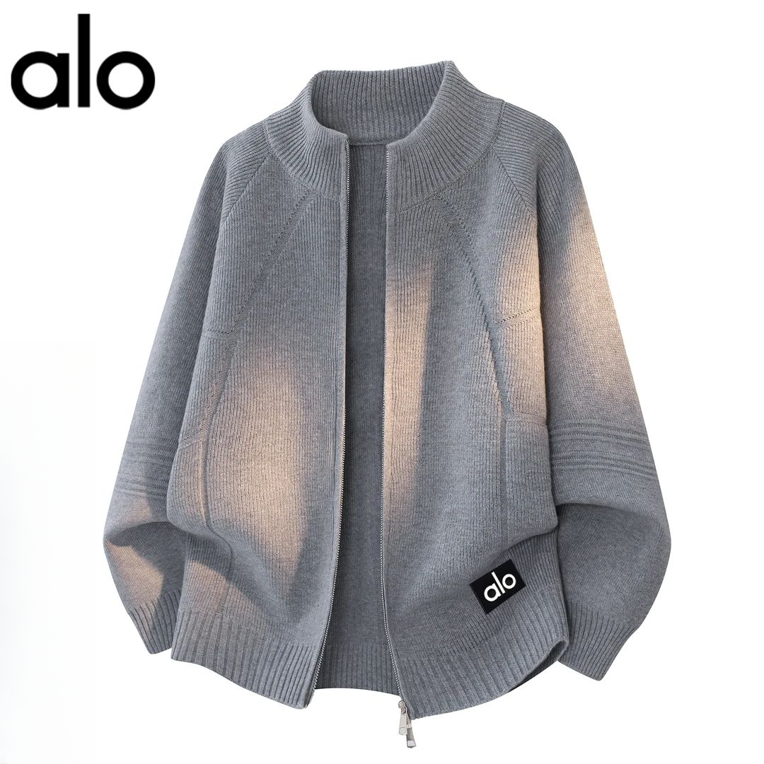 【官方奥特莱斯】拉链开衫立领毛衣男款秋冬宽松针织衫百搭线衣外