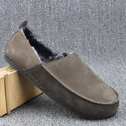 乐福鞋新款时尚休闲男鞋真皮软底低帮复古百搭男鞋秋冬男士毛鞋