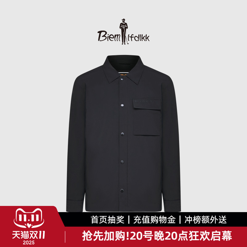 比音勒芬秋冬季男士轻户外工装风翻领轻薄保暖衬衫式羽绒服外套