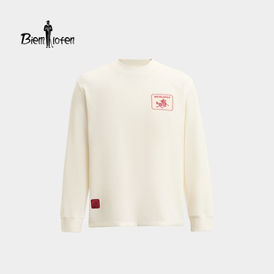 【故宫宫廷文化联名】比音勒芬2025秋新款男士华夫格上衣圆领T恤