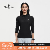 不易变形褪色小领T 比音勒芬2026春季 新款 女翻领T恤长袖 POLO衫