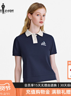 【Hattie海蒂联名】比音勒芬春夏季女休闲短袖T恤撞色翻领polo衫