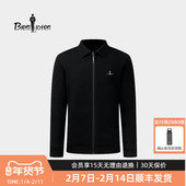 翻领毛织夹克外套厚 男经典 羊毛针织面料 比音勒芬2025秋冬新款