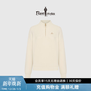 女士亲肤肌理感半拉链立领长袖 比音勒芬秋季 卫衣 木纹羊毛针织