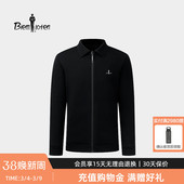 男经典 比音勒芬2025秋冬新款 翻领毛织夹克外套厚 羊毛针织面料