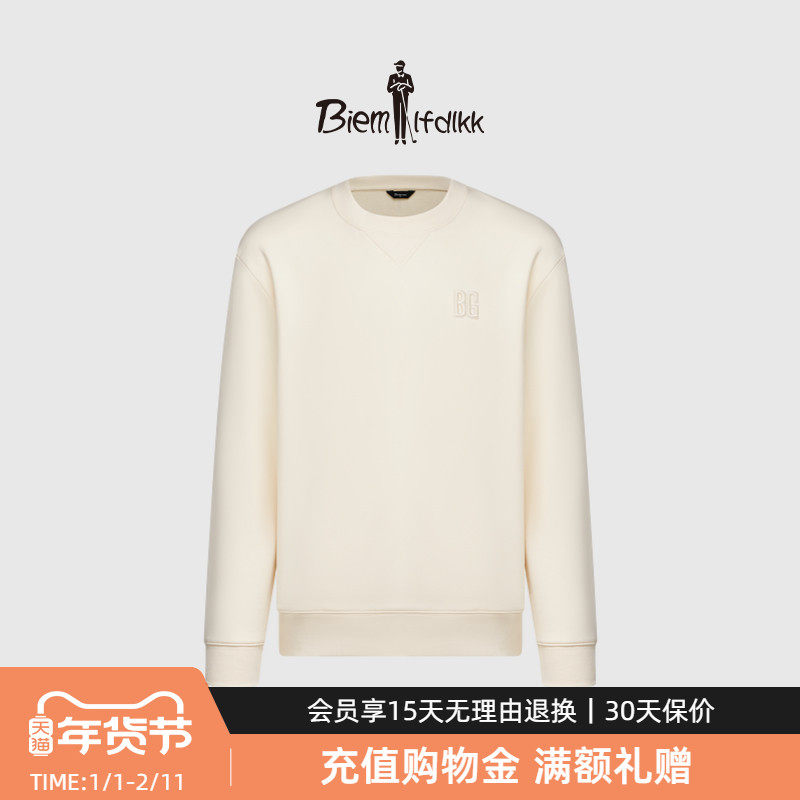 【亲肤弹力棉】比音勒芬秋季男刺绣字母休闲卫衣圆领套头长袖T恤,男装,T恤,淘宝优惠券,粉丝福利购,淘宝优惠卷