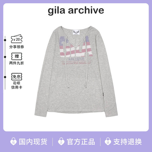 gilaarchive字母印花长袖T恤女