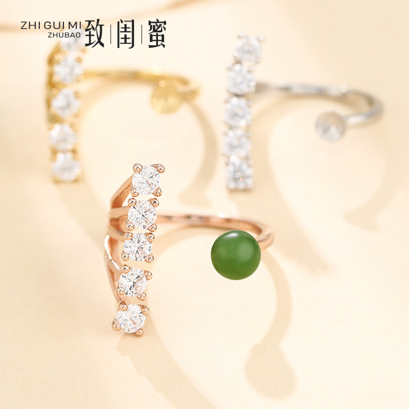 925纯银戒托空托韩版个性仿珍珠戒托diy蜜蜡翡翠草莓晶戒指空托女