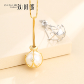 925纯银圆珠珍珠吊坠空托球笼灯笼子银扣头蜜蜡免打孔DIY吊坠扣头