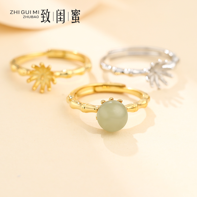 diy纯银开口珍珠戒指托