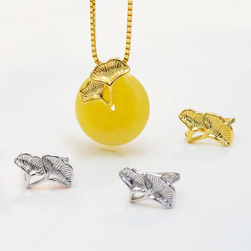 致闺蜜简约银杏花吊坠扣头