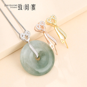 纯银平安扣夹扣925银扣吊坠夹扣吊坠扣翡翠玉石水晶diy夹扣头配件