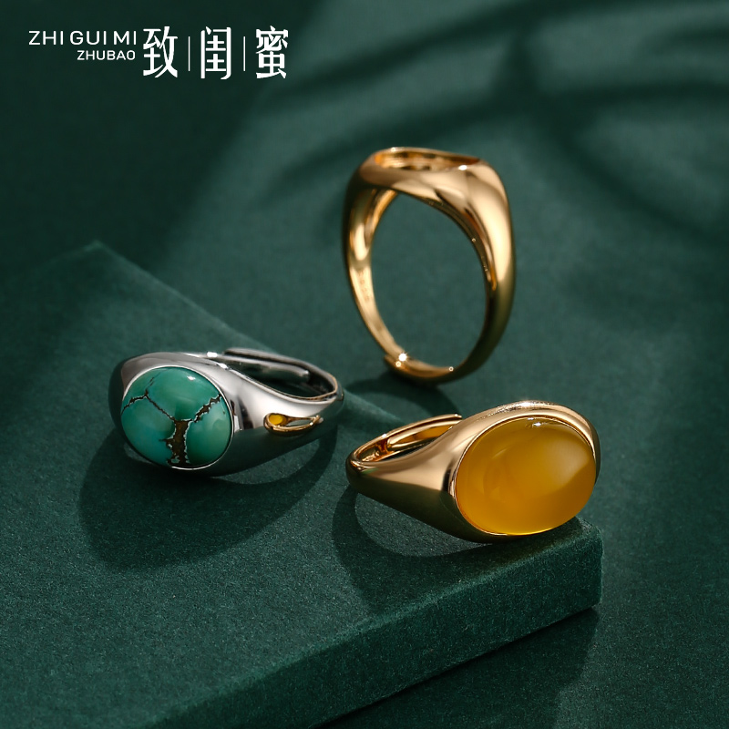致闺蜜女简约ins冷淡风戒指空托