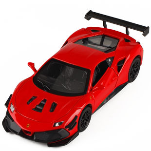 法拉力488GT3 EVO超跑赛车仿真合金回力声光开门汽车模型玩具摆件