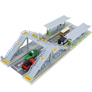 城市交通模拟拼装道路天桥巴士汽车站停车场套装儿童益智玩具礼物