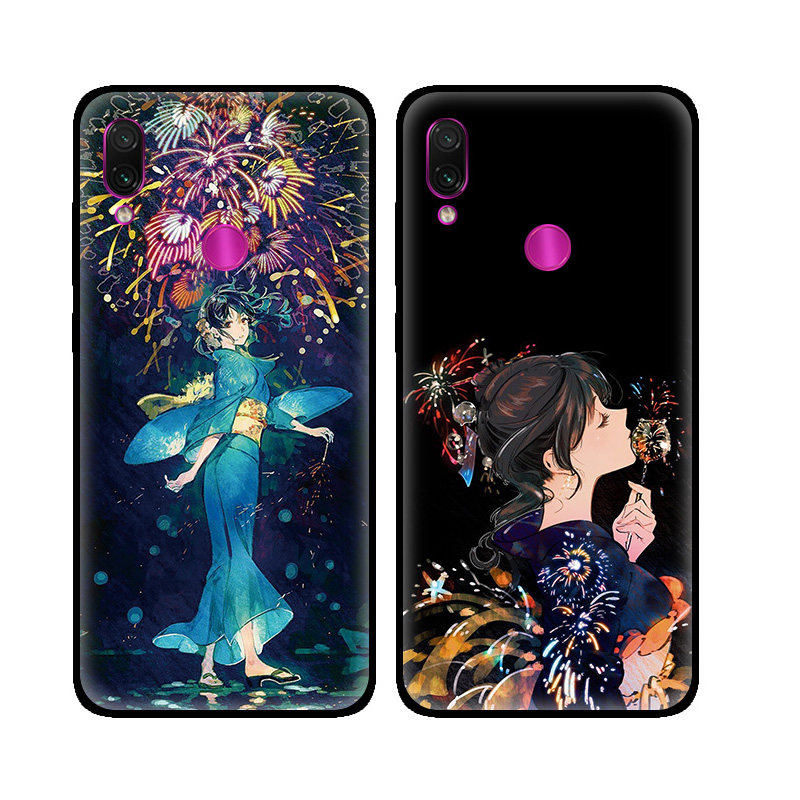 日本原宿风文艺烟花少女适用于红米note8手机壳红米note7 Pro