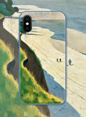 海边散步文艺名画宁静风景适用iPhone XS Max手机壳X苹果XR/678p