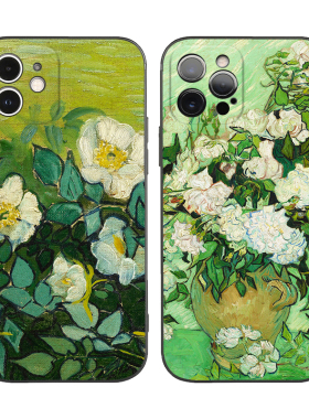 梵高野玫瑰绿色田园风油画适用iPhone17promax防摔16pro软壳15plus/14苹果13mini手机壳12/11