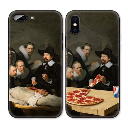 搞笑古典名画解剖学美术馆适用iPhone XS Max苹果15/14pro手机壳678plus