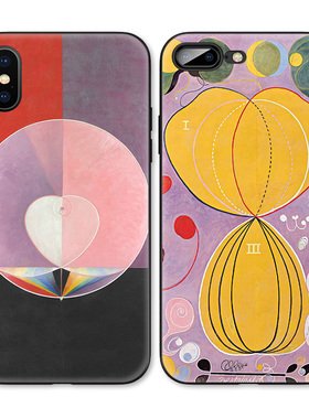 紫色复古抽象几何艺术插画适用iPhoneXS Max手机壳X苹果XR/8p/7/6