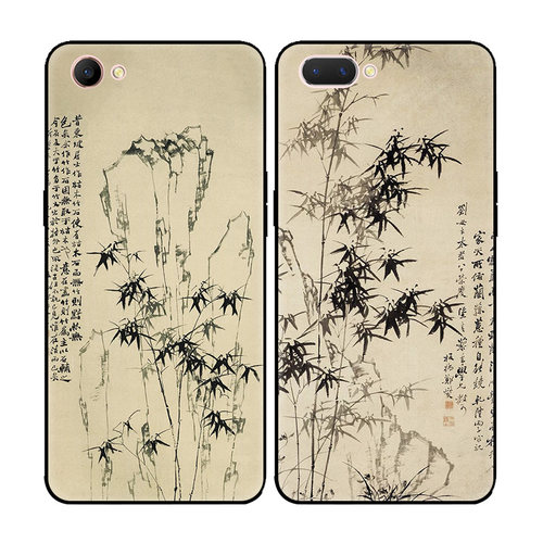 中国风国画艺术板桥墨竹图适用OPPOA83手机壳A5/A3/A1软壳K1/R15X